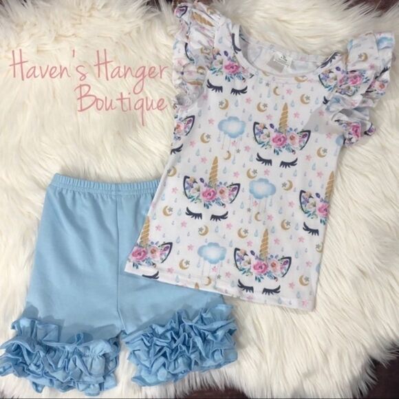 Baby Girl 2pc. 🦄 Unicorn 🦄 Shorts Set - Picture 1 of 8